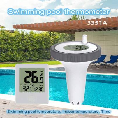 Wireless Water Thermometer Kit | Dual Indoor & Outdoor Monitoring Display | 60M Wireless Transmission Waterproof Upgrade | For Swimming Pool, Water Tank, Outdoor Use