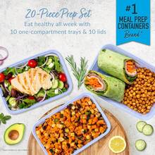 20-Piece Lightweight, Durable, Reusable -Free 1-Compartment Containers - Microwave, Freezer, Dishwasher Safe - Periwinkle - 亮橙色 - 查看 1