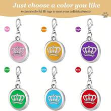 定制狗牌吊坠，个性化猫狗小狗宠物ID名字吊坠，项圈标签吊坠宠物配件皇冠吊坠，送给宠物的完美礼物 - 彩色 - 查看 7