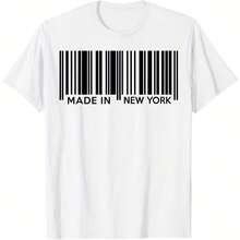 Amo Nueva York, nacido en Nueva York, código de barras de la ciudad de Nueva York - Camiseta de 220 g de peso pesado 100% algodón. Ya sea que lo uses para tus traslados diarios, trabajos al aire libre, sesiones de gimnasio o fines de semana relajados, esta camiseta ofrece un ajuste estructurado y una sensación suave. Ya sea que se use en otoño o en verano, es tu comodidad y confiabilidad para todas las temporadas. - Blanco 1 - Ver 1