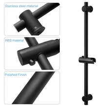 Adjustable 66CM Shower Riser Rail  Wall-Mounted Segmented Shower Head Holder For Bathroom - 黑色 - 查看 5