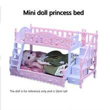 1:12 娃娃屋双人床家具，粉色公主双层床带楼梯，6.3 英寸娃娃配件，迷你家居场景 DIY 生日、新年礼物 - 粉色 - 查看 6