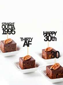 12/24pcs/Set Glitter Black 1995 1985 1975 Cupcake Toppers, Happy 30th/40th/50th Birthday Party Cake Decorations