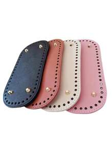 4pcs 8.66x3.93 Inch Crochet Bag Base, 4 Colors Diy Woven Bag Bag Bottom Handmade Bag Base Accessories Leather Bag Bottom Oval Bag Bottom Pad Knitted Crochet Base Wallet Bottom With Hole For Handbag Purse Tote Bag Shoulder Crossbody Bag