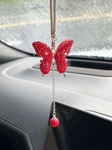 1 件装汽车后视镜满钻蝴蝶吊坠汽车挂件内饰装饰吊坠 - 均碼 - 查看 11