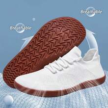 宽头鞋，男士休闲运动鞋，女士休闲运动鞋，平底运动鞋，情侣款，透气舒适室内薄底运动健身鞋，耐用防滑橡胶底赤足鞋，户外运动跑步鞋，柔软透气休闲鞋 - 白色 - 查看 2