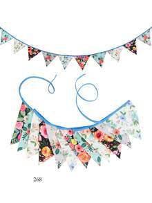 12pcs/Set Fabric Triangle Pennant Banner, Suitable For Birthday Party, Wedding, Bridal Shower, Outdoor And Home Decor - Multicolor - View 11