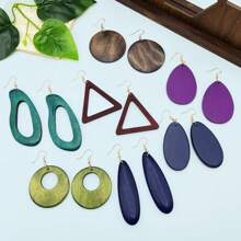 Juego de 7 pares de pendientes de madera estilo bohemio multicolor, pendientes con vibra de vacaciones de moda, regalos para mujeres, accesorios para fiestas y celebraciones