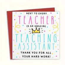 1PC Teacher Thank You Card With Envelope, Cartoon Illustration, Teaching Assistant Thank You Gift, School College Assistant Card, End Of Year Educators Gift