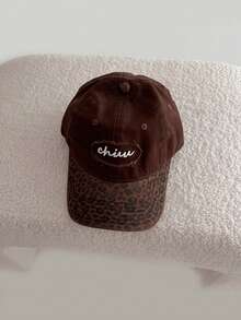 1pc Unisex Fashion Leopard Print & Solid Color Baseball Cap, Casual Wide Brim Deep Crown Large Head Circumference Sun Hat