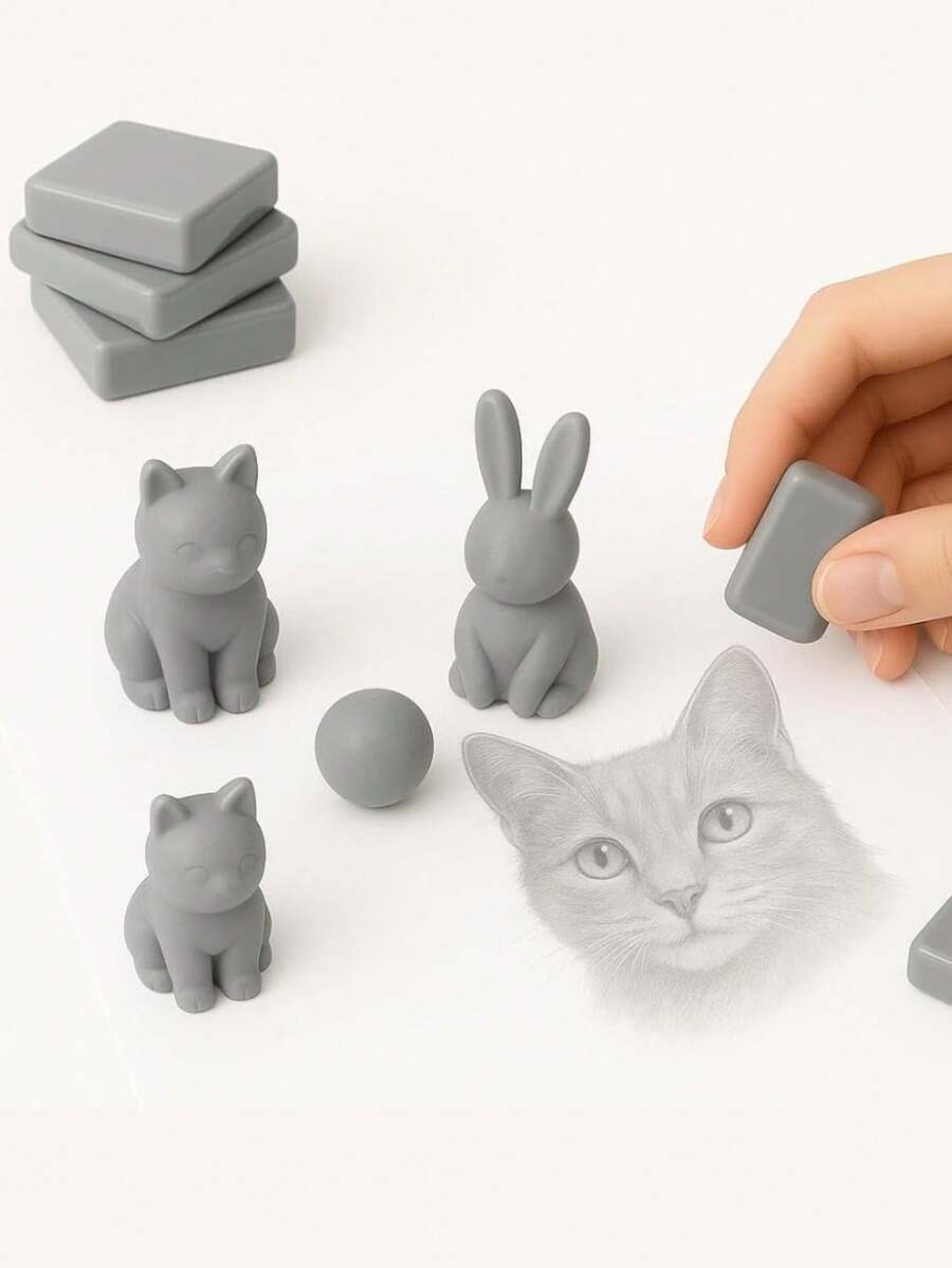 1/2pcs Rubber Kneadable Eraser Art Eraser Cleanly Removes Marks Without Damaging Paper,For School Supplies,Back To School - Multicolor - View 1