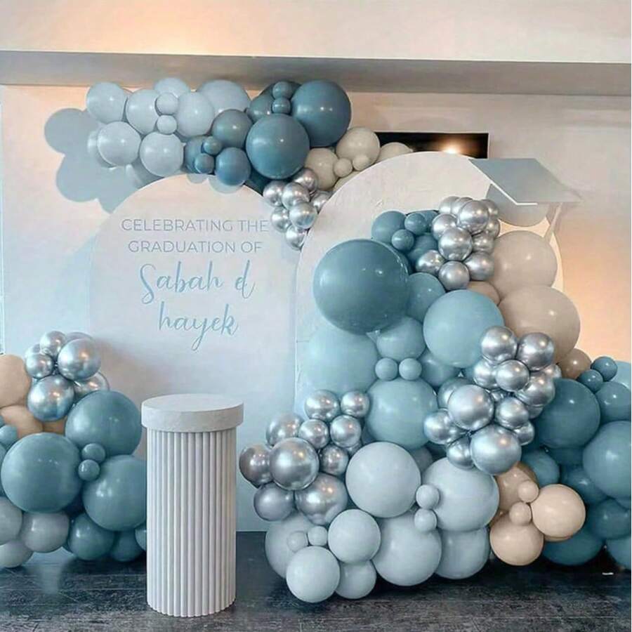 126 Stück/Set Pfauenblau, eisblau, silber, sandweiß Ballon Bogen & Girlande Set, 5/10/18 Zoll Ballons, geeignet für Hochzeiten, Geburtstage, Valentinstag, Jahrestage, Foto Hintergrund Dekoration, Ladeneröffnungsfeiern