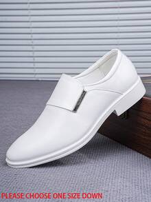 1双男士高级商务休闲鞋，牛津鞋，德比鞋，正装鞋，时尚一脚蹬，适合春夏穿着，PU皮鞋，派对鞋，百搭，舞蹈鞋，白色季节，正装鞋，请选购比平时小一码的尺码。