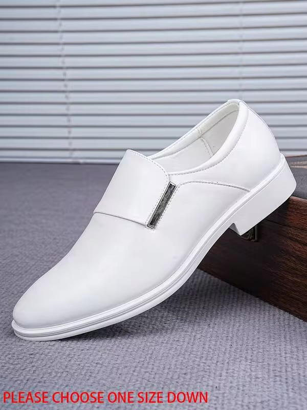 1pc Men's Premium Business Casual Shoes, Oxford Shoes, Derby Shoes, Formal Shoes, Fashion Slip-On, Suitable For Spring/Summer, PU Leather Shoes, Party Shoes, Versatile Wear, Dance Shoes, White Season, Formal Shoes, Please Order One Size Down