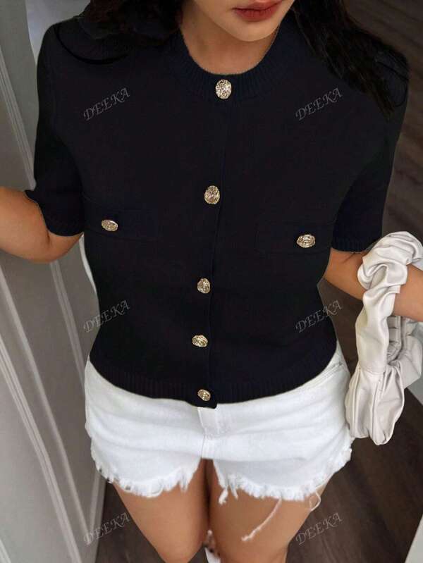 DEEKA New Spring/Summer Women Short Sleeve Knit Top