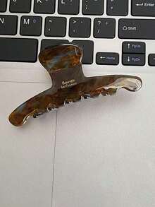 1pc Retro French Style Caramel Color Medium Size Curved Hair Claw Clip For Women Updo Hairstyle Hair Clips Hair Jaw Clip Hair Clamps Hair Clutch Hair Claw Clip, School Stuff, College Fall Winter Hair Accessories For Women For Vacation Outfits Woman - 棕色 - 查看 3