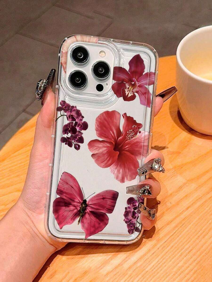 Funda para teléfono (1 unidad) con estampado floral, transparente, fabricada en TPU suave y resistente a caídas. Compatible con phone 16/11/12/13/14/15/15 Pro/15 Plus/15 Pro Max/X/XS Max/11 Pro/12 Pro/13 Pro/14 Pro/11 Pro Max/12 Pro Max/13 Pro Max/14 Pro/14 Plus/ - Multicolor 5 - Ver 1
