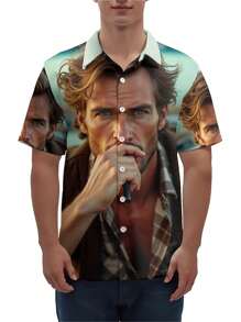 Customized Hawaiian Shirt - Personalized Photo Printing, Polyester Fabric, Spread Collar, Button Front, Casual Summer Top, Ideal Gift For Friends, Lovers And Partners, Hawaiian Accessory, Premium Quality, M-2XL