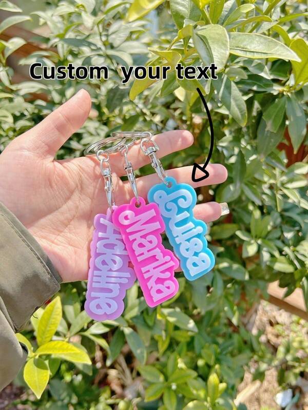 1pc Customizable Pink Acrylic Keychain, Multilayered Personalized Keychain With Different Fonts, Cute Pendant Keychain, Personalized Gift For Back To School, Anniversary, Valentine's Day, Holiday