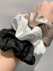 4 pièces Élégants accessoires pour cheveux en spirale avec strass pour femmes, support pour chignon, attaches de queue de cheval pour un port quotidien. Style satiné simple et chic, style bohème. Accessoires pour cheveux, élastiques à cheveux