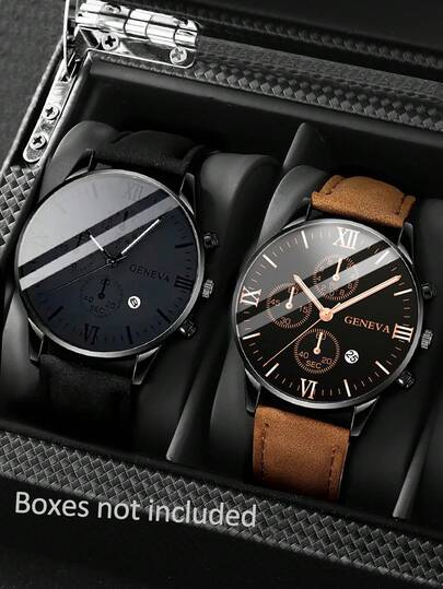 4/2pcs Set Luxury High-End Men's Quartz Watch, Zinc Alloy Strap And Genuine Leather Strap, Perfect Gift For School, Graduation Ceremony Or Any Occasion, Suitable For Brothers To Wear, Ideal Gift For Men - Suitable For Various Occasions