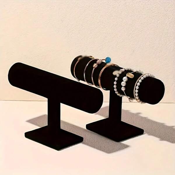 2 piezas de soporte de exhibición rígido con cadena de terciopelo para joyas, organizador portátil de alta calidad para exhibir relojes, collares, joyas de moda para mujeres. Organizador de almacenamiento para el hogar, esencial de viaje, organizador para dormitorio de vuelta al colegio