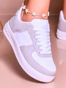 Tênis Feminino Confortável Casual Estiloso Leve Moderno Versátil Dia a Dia Passeio Lazer  Básico Modinha - Cinza - Visão 3