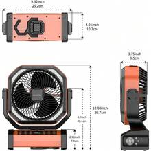 40000mAh Camping Fan Rechargeable, Battery Operated Portable Outdoor Fan Remote, 136Hrs & 4-Speed Cordless Oscillating, Table Fan With Light & Timer For Tent RV Jobsite Hurricane Power Outage - Orange-20000mAh - View 7