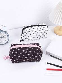 1 件蝴蝶结图案涤纶材质精致铅笔袋，3 种颜色选择宽敞的空间设计文具收纳袋，便携式时尚学生学习用品，开学季送给朋友的文具礼物，铅笔盒，铅笔袋，书包学习用品，回到学校 - 彩色 - 查看 6