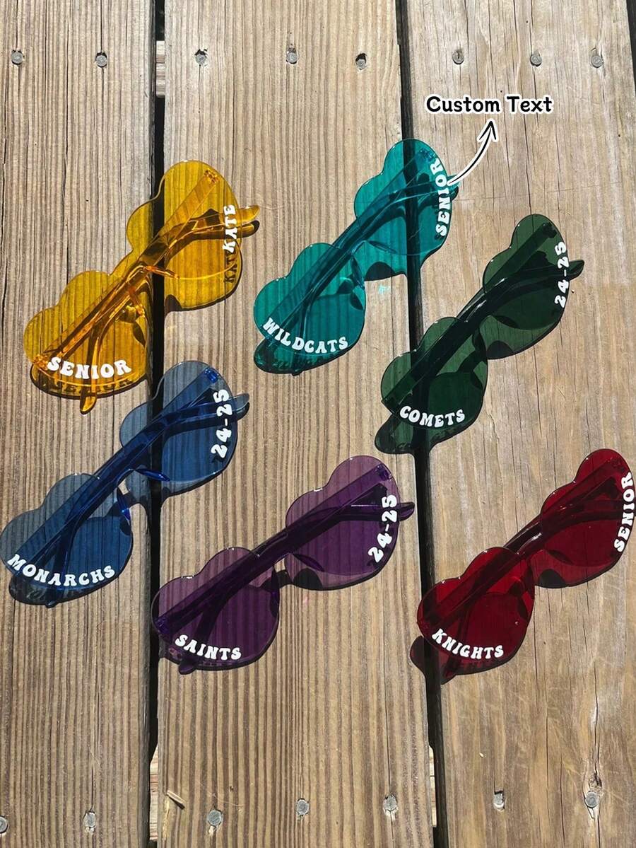 定制心形眼镜 - 个性化眼镜纪念品，纪念您的特殊场合，令人难忘的情人节、母亲节等庆祝活动的礼物 - 白色 - 查看 1