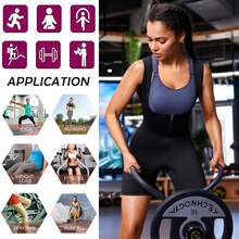 Sauna Suit For Women, Women's Sweat Shapewear, 4 In 1 Sweat Suits Waist Trainer Slimming Bodysuit Zipper Workout Body Shaper - 藍色 - 查看 5