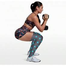 CHARMKING (3 Pairs) Knee High Compression Sock Women & Men Stockings Running, Cycling,Athletic - 10 灰色/藍色/藍色 - 查看 3