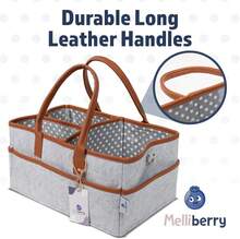 Baby Diaper Caddy Changing Table Organizer - Baby Basket Diaper Caddy Organizer With Handle - Basket For Nursery With Changing Pads & Storage - Chocolate Brown - View 6