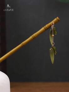 1 件女士流苏和竹叶形吊坠装饰发簪，中国传统汉服发饰皇家发髻发夹发髻制作器发髻发夹