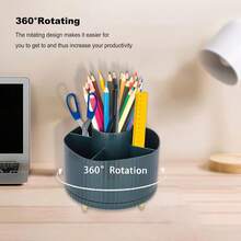 360° Rotating Makeup Brush Holder Organizer, Make Up Brushes Cup For Vanity, 5 Slot Spinning Makeup Organizers For Cosmetics, Lipstick, Pen, Teal Green - 藍色 - 查看 7