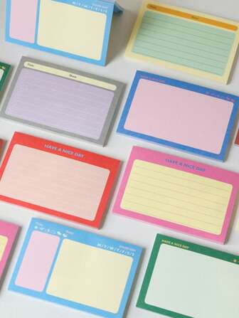 1包多巴胺不粘便签。50±3张。优质纸质。韩式风格，清新易撕。不粘学生记事本。备忘留言。多种款式，随心挑选。学生文具。开学礼物。开学季学生必备！学生文具。