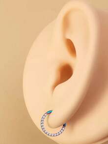 1 件不锈钢微密镶氧化锆隔膜戒指，男女通用穿孔首饰