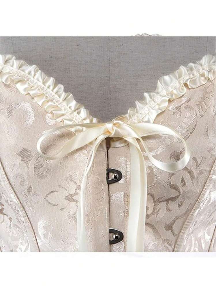 Corset Tops For Women, Bustier Shapewear Lingerie, Lace Waist Push Up Bodysuit - 杏色 - 查看 4
