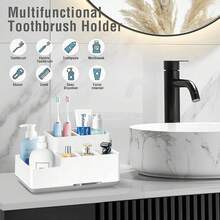 Estilo7CDXD Portacepillos De Dientes De Viaje, Desmontable 3 En 1, Estuche De Cepillo Para Polvo De Dientes De Viaje, Compartimento Organizador De Encimera De BañO, Bandeja Organizadora De Cambiador, CajaVersióN Mejorada - Blanco - Ver 4