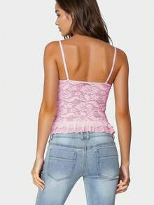 Lace Hot Girl Strappy Sexy - Pink - View 2