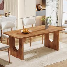Tribesigns - Mesa de comedor moderna para 6 a 8 personas, mesa de comedor de 71 pulgadas con base de pedestal de madera, mesa de comedor larga rectangular para cocina, comedor, sala de estar, - Marrón - Ver 8