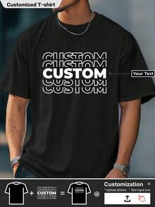 Customized Personalized T-Shirts, Men's Sports T-Shirts, Breathable,Daily Casual,Add Text And Design Your Own Personalized Printed T-Shirts,Fashionable Custom.Custom T-Shirts. - Black - View 1
