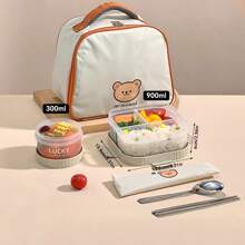 Large Capacity Transparent Plastic Compartment Lunch Box With Handle, Portable Sealed Leak Proof Bento Box, Multi Grids Fruit Salad Lunch Container, Microwave Heated Divided Food Storage Box, Suitable For Student And Adult Use In School, Office, Outdoor Camping, Picnic, Travel