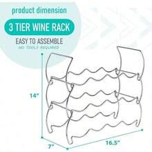 Sorbus® 3Tier Stackable Wine Rack Classic Style Wine Racks for Bottles Perfect for Bar Wine Cellar Basement Cabinet Pantry etc Hold 12 Bottles Metal Silver - plateado - Ver 2