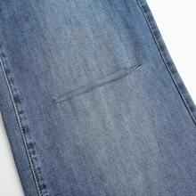 THUNDER Womens High Waisted Wide Leg Jeans Stretchy Distressed Pants - dark Blue - View 8