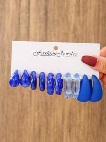 Conjunto de 10 brincos de argola geométricos em forma de lágrima, estilo Boho, de resina e acrílico, adequados para uso diário feminino, praia e feriados