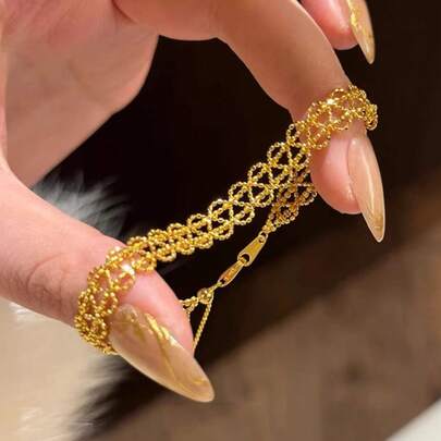 ESBERRY 1pc 925 Sterling Silver Lace Satin Bracelet, Luxury Daily Wear Jewelry For Women, Elegant Versatile, Suitable For Valentine's Day, Birthday, Party And Everyday Wear