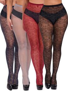 1/5pcs Lace Pattern Fishnet Stockings, Retro Tight Pants, Luxurious Fashion Outfit, Women Plus Size Pantyhose, Multi-Color Tights, Suitable For Christmas, Halloween, Y2K Style, Back To School