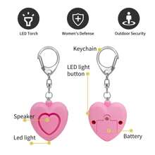 New Personal Alarm, Heart-Shaped Alarm, Women's Self-Defense Alarm, Outdoor Portable Alarm, Keychain Accessory, Self-Defense Keychain, Button Battery (LR44*3) Personal Alarm, Compact, Flashlight, 125dB High Decibel Alarm, LED Flashing Light, Suitable For Women And Elderly As Emergency Alert Device
