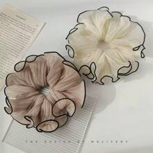 1/4 pièces Anneaux de cheveux élégants et minimalistes en tissu, boucles de cheveux plissées de couleur unie, accessoires de mode polyvalents pour un port quotidien